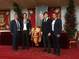 Ambel y Medina junto a los maestros Reina y Cartujano en la entrega de premios de la Real Maestranza de Sevilla