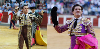 Ferrera y Garrido con sus trofeos en la plaza de Valladolid (FOTO: Arjona-Aplausos)