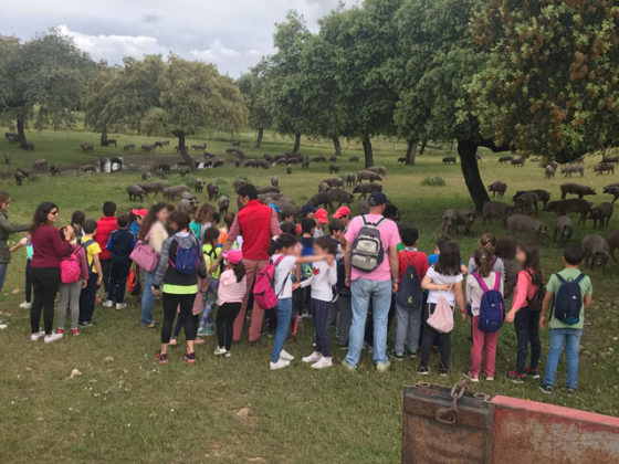 Escolares de Badajoz visitan Los Cansaos con Perera